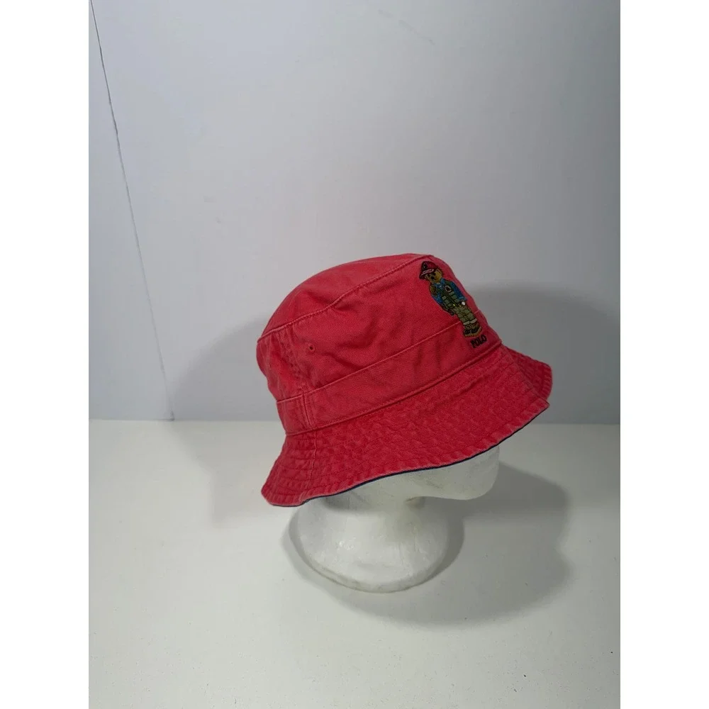 Polo Ralph Lauren Red‎ Polo Bear Cotton Bucket Hat SM 58cm Navy Underbrim